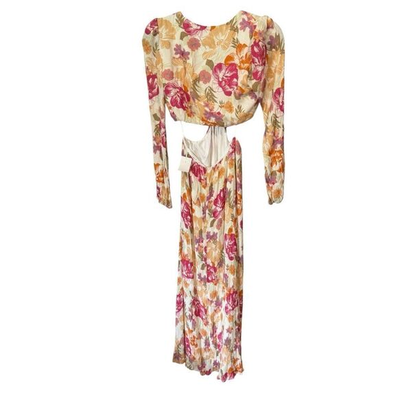 REVOLVE WAYF Linda Cut-Out Dress Long Sleeve Floral V-Neck Maxi Dress Size XS - Picture 6 of 7
